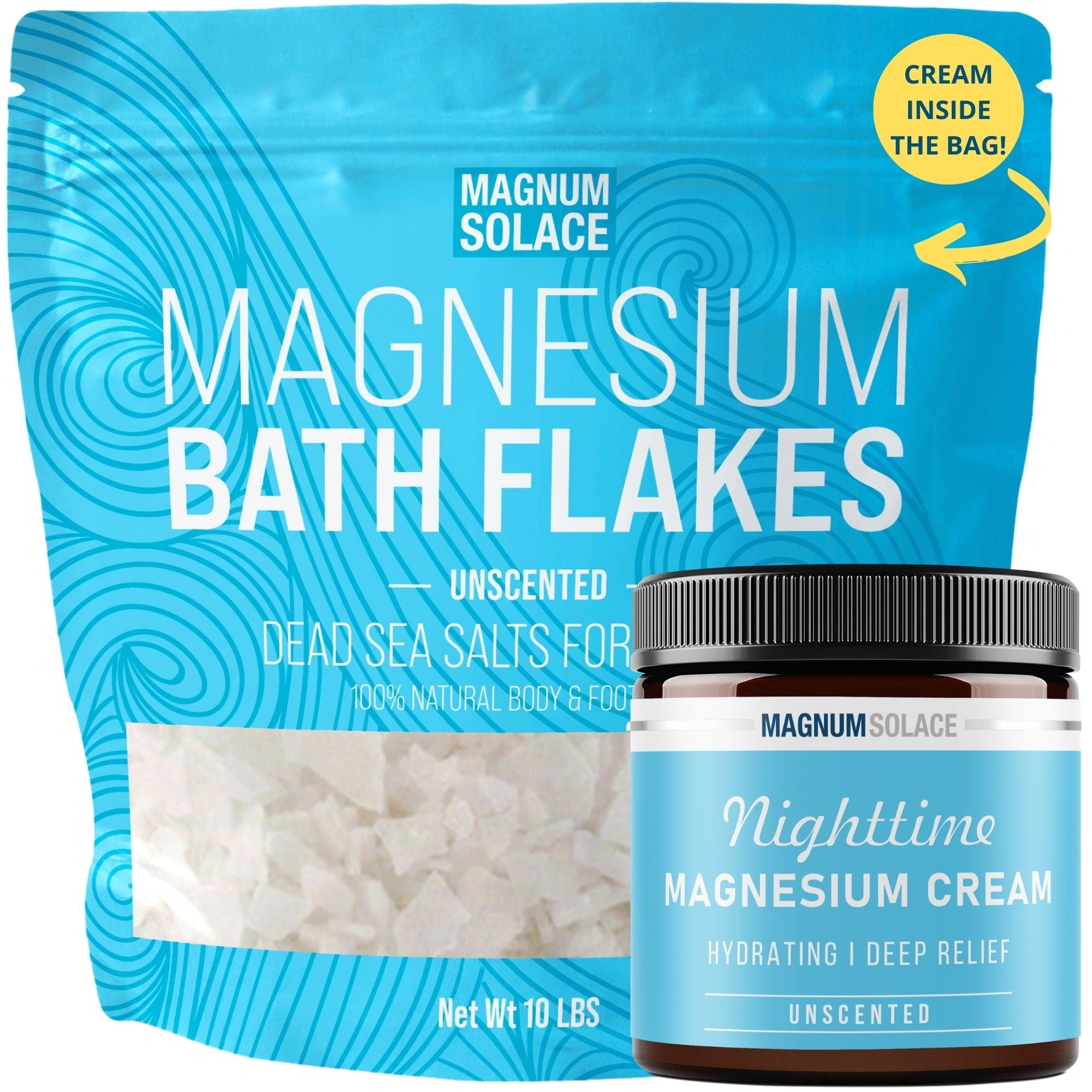 🎁 Magnesium Bath Flakes & Nighttime Magnesium Cream: Bundle (Unscented) (50% off)