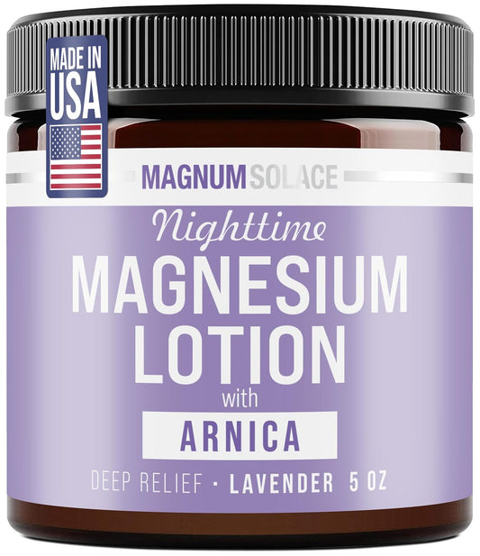 🎁 Magnum Solace Nighttime Magnesium Lotion with Arnica – Highly Concentrated Magnesium for Muscles & Joints – Apply to Legs or Feet Before Bed – Skin-Friendly (100% off)